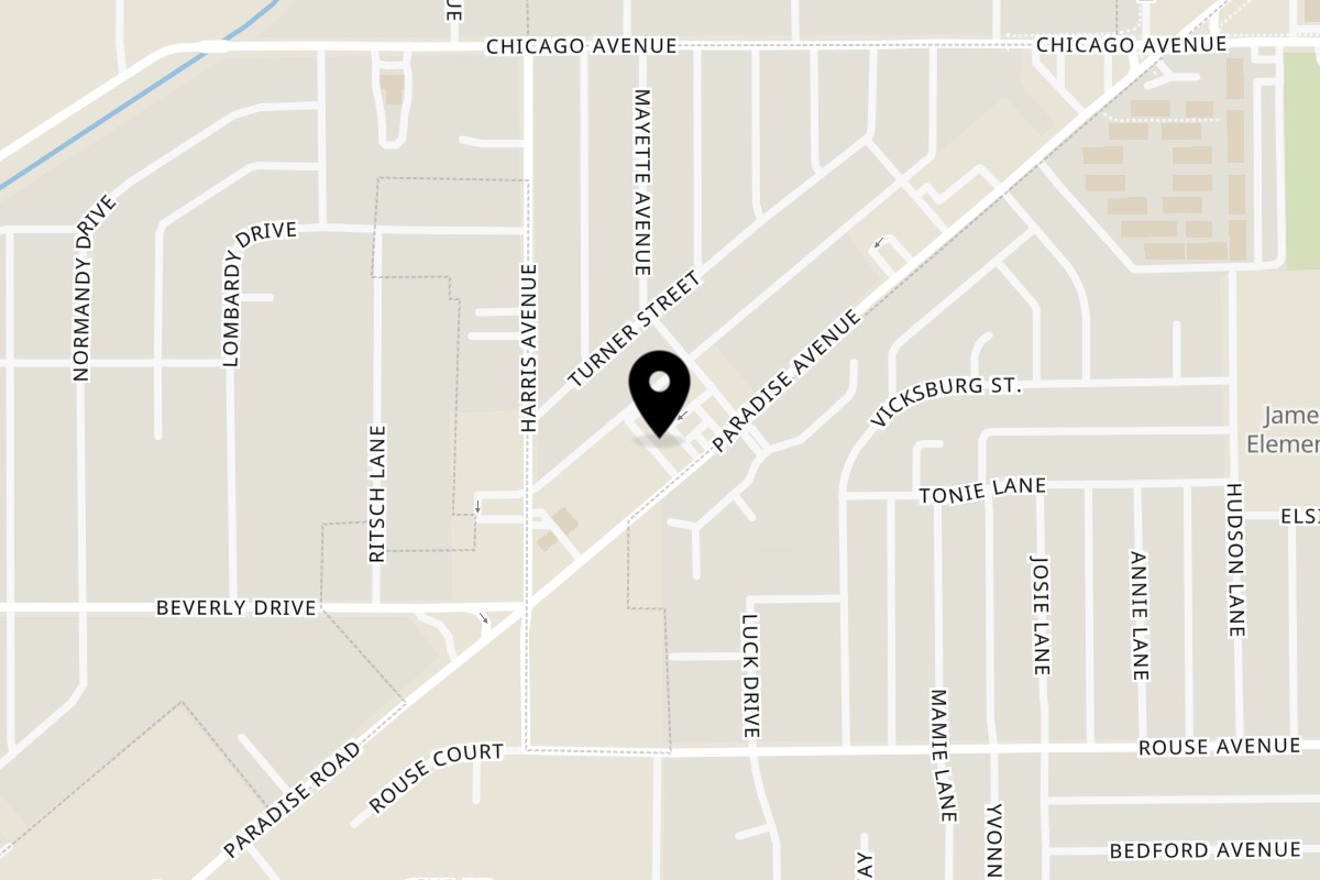 Map showing the location of Frosty King on 911 Paradise Rd in Modesto